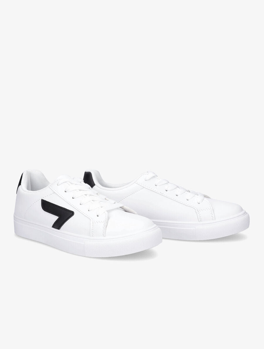 Tennis en simili à contrefort contrastant - Blanc - 4