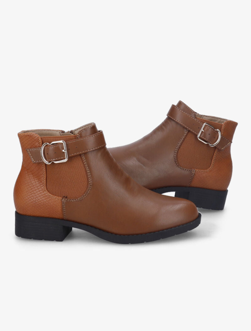 Bottines à contrefort effet écailles - Camel - 1