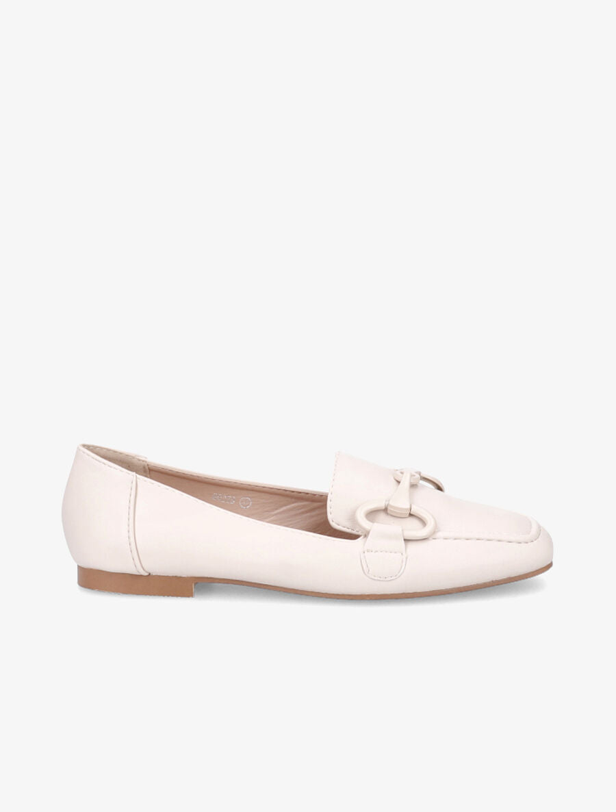 Mocassins à boucle en simili - Beige - 5