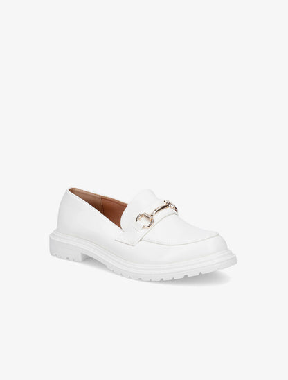 Mocassins en simili et boucle - Blanc - 2