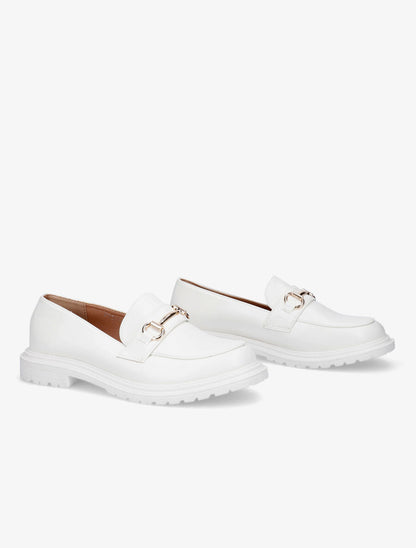 Mocassins en simili et boucle - Blanc - 4