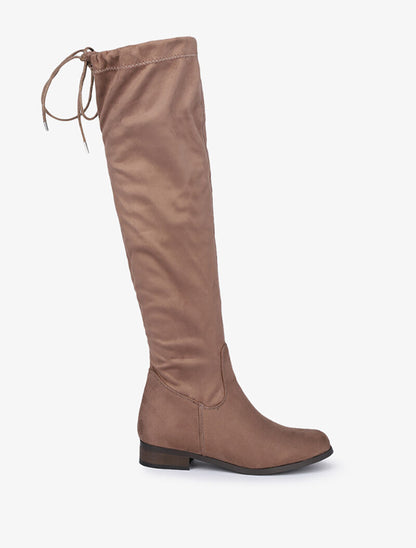 Cuissardes en suédine à cordon de serrage - Taupe - 2