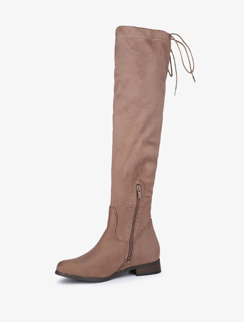 Cuissardes en suédine à cordon de serrage - Taupe - 4