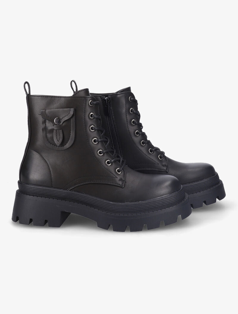 Bottines à pochette décorative stylisée - Noir - 5