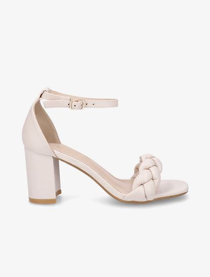 Sandales tressées à talon - Beige - 1