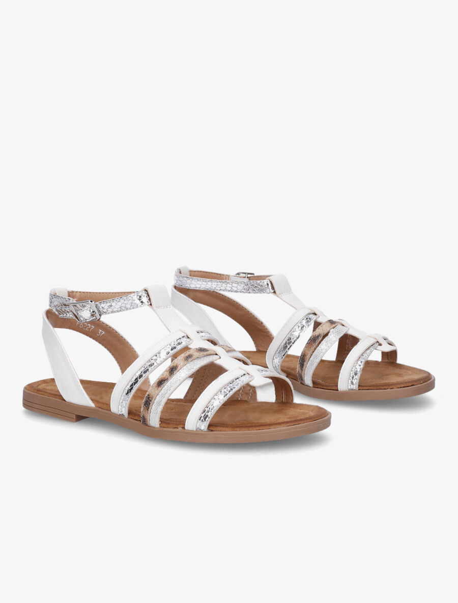 Nu-pieds en simili à multi brides - Blanc - 5
