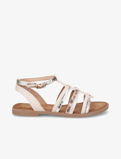 Nu-pieds en simili à multi brides - Beige - 5