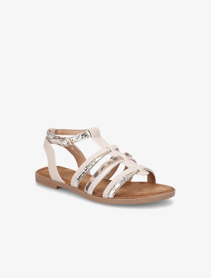 Nu-pieds en simili à multi brides - Beige - 2