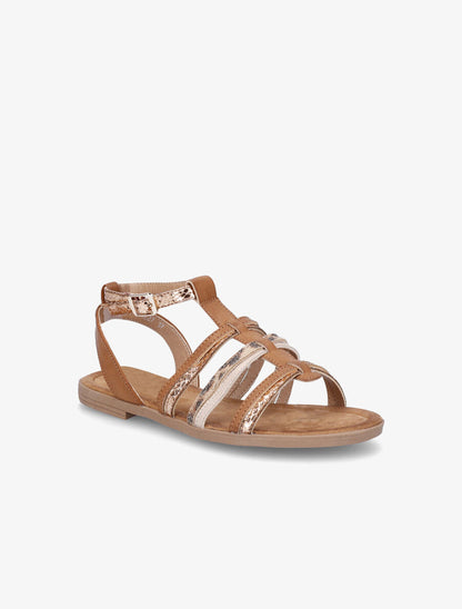 Nu-pieds en simili à multi brides - Camel - 3