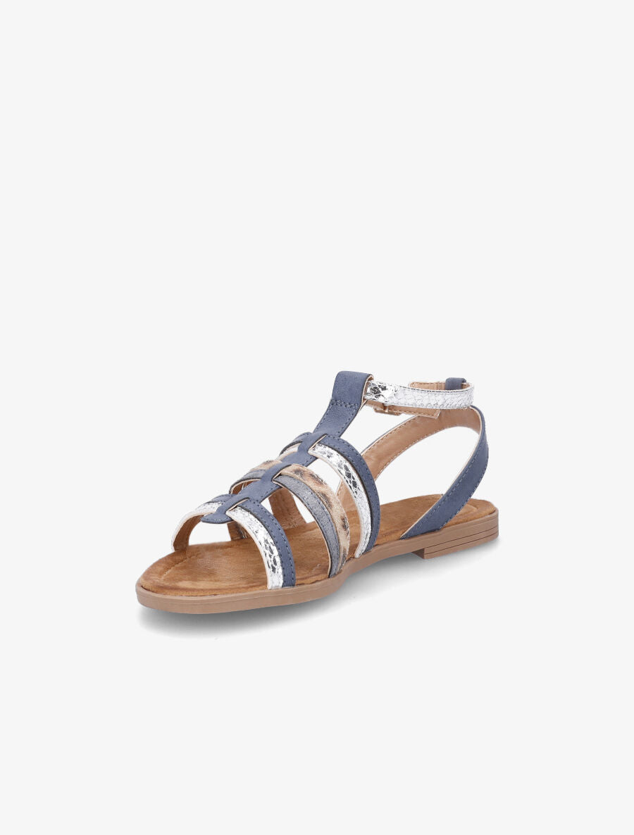 Nu-pieds en simili à multi brides - Bleu - 3