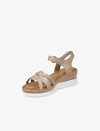 Sandales compensées bride fantaisie irisée - Beige - 3