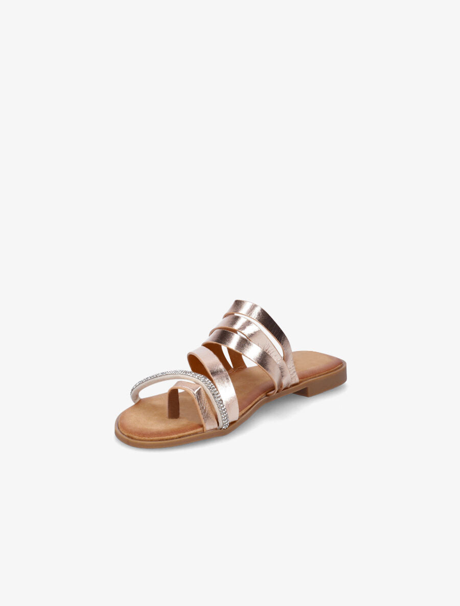 Nu-pieds multi-brides et strass - Rose gold - 3