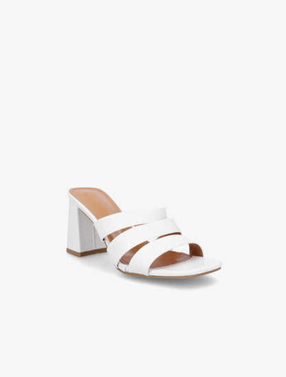 Mules en simili à triple lanières - Blanc - 2