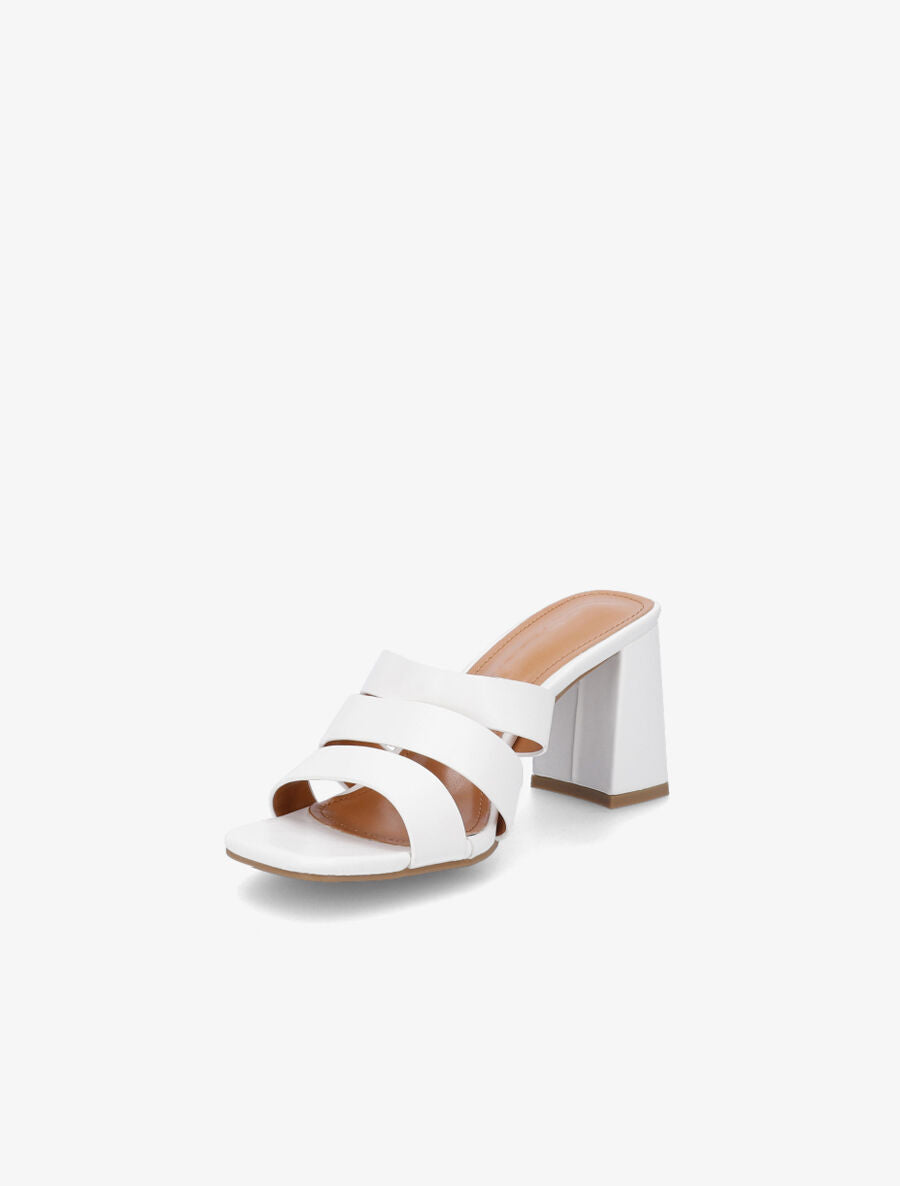 Mules en simili à triple lanières - Blanc - 3