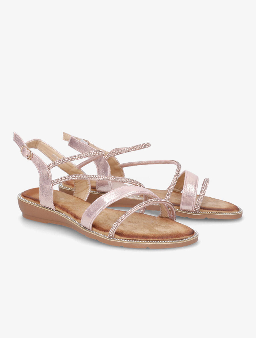 Nu-pieds en simili à strass - Rose gold - 4