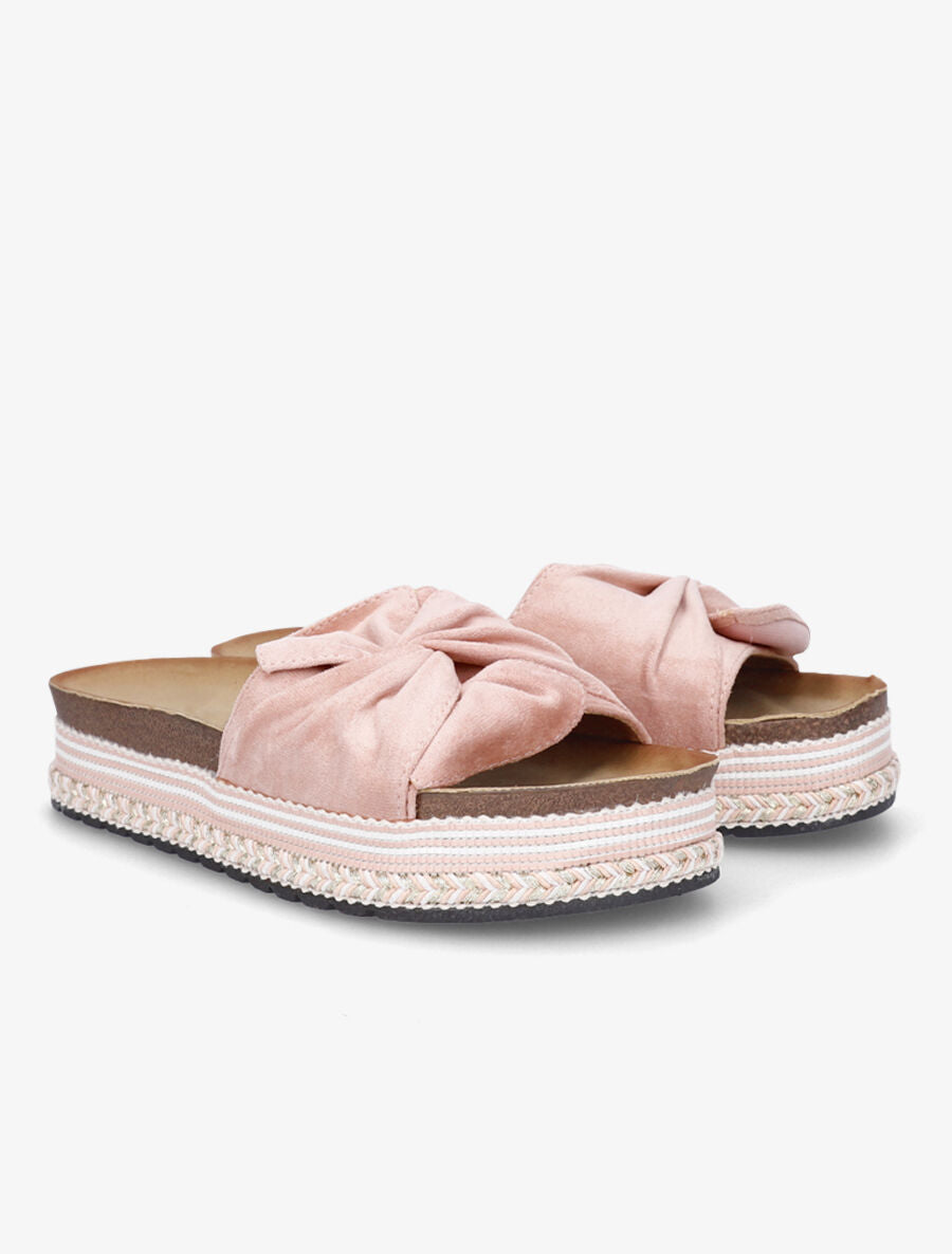 Claquettes torsadées en suédine - Rose - 4