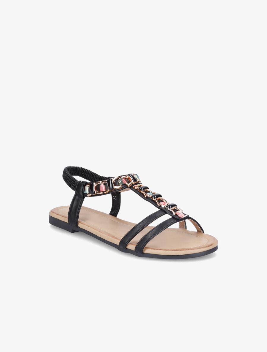 Nu-pieds bijou en simili - Noir - 2