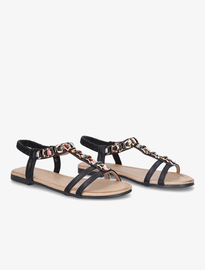 Nu-pieds bijou en simili - Noir - 4