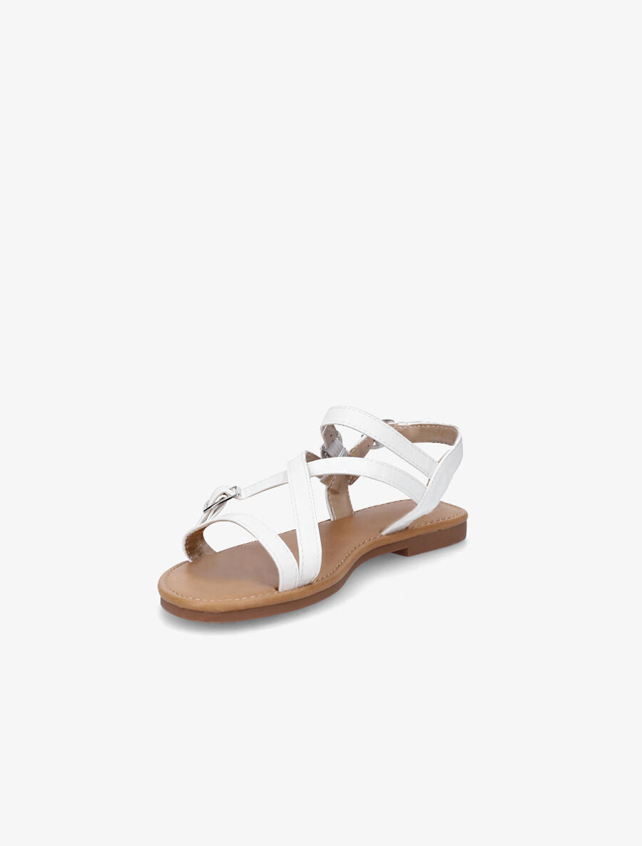 Nu-pieds en simili à brides croisées - Blanc - 3