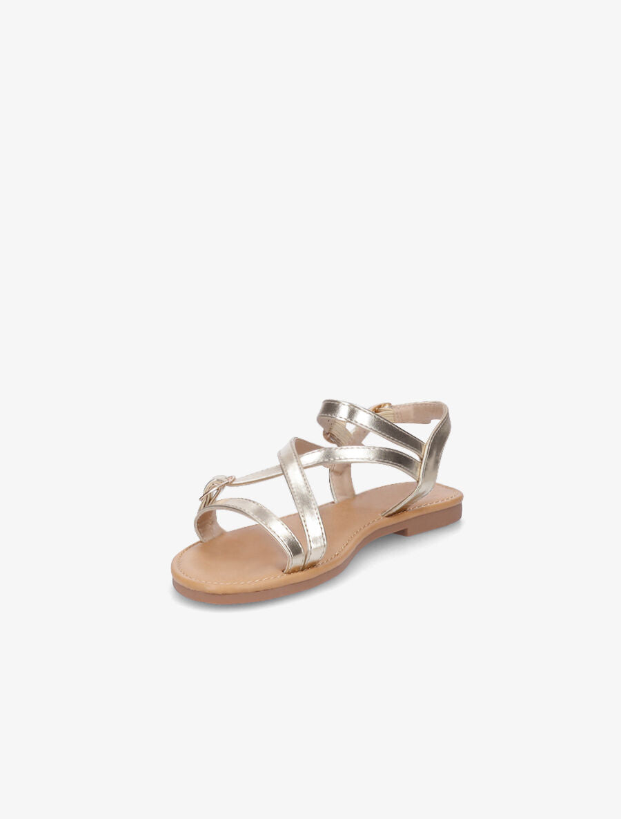 Nu-pieds en simili à brides croisées - Or - 3