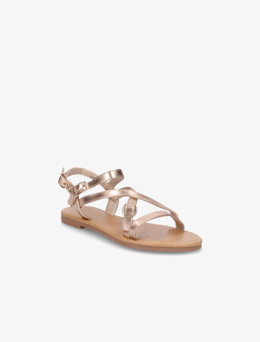 Nu-pieds en simili à brides croisées - Rose gold - 2