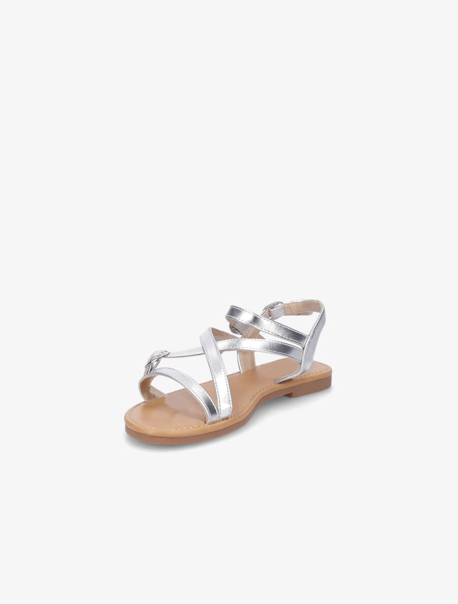 Nu-pieds en simili à brides croisées - Argent - 3