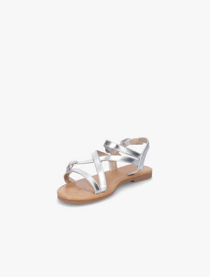 Nu-pieds en simili à brides croisées - Argent - 3
