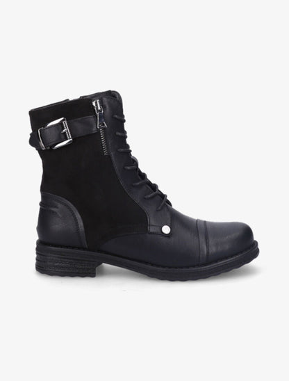 Bottines bi-matière à lacets - Noir - 2
