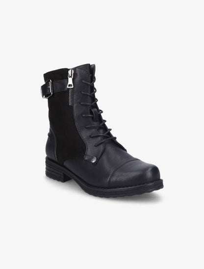 Bottines bi-matière à lacets - Noir - 3