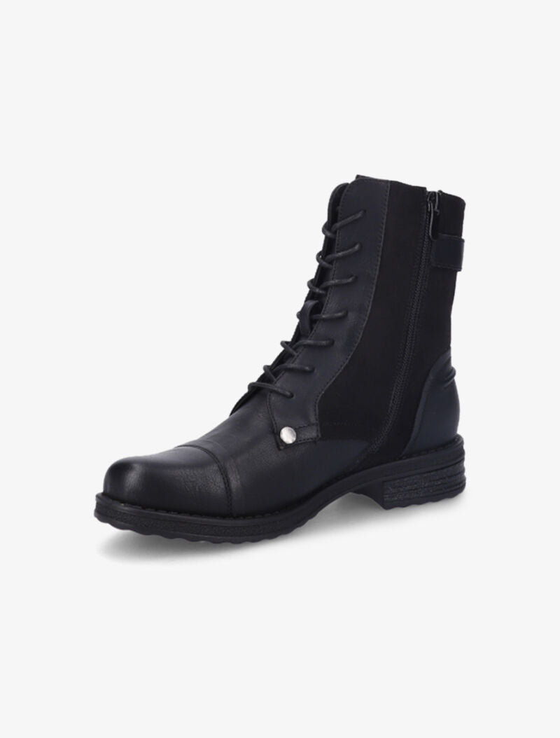 Bottines bi-matière à lacets - Noir - 4