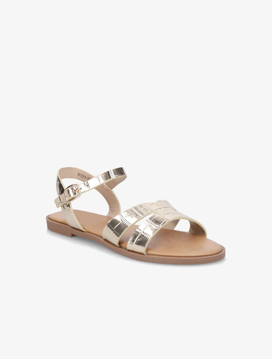 Nu-pieds croco ajourés - Or - 2