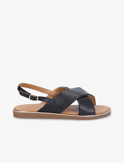 Nu-pieds croisés en simili - Noir - 5
