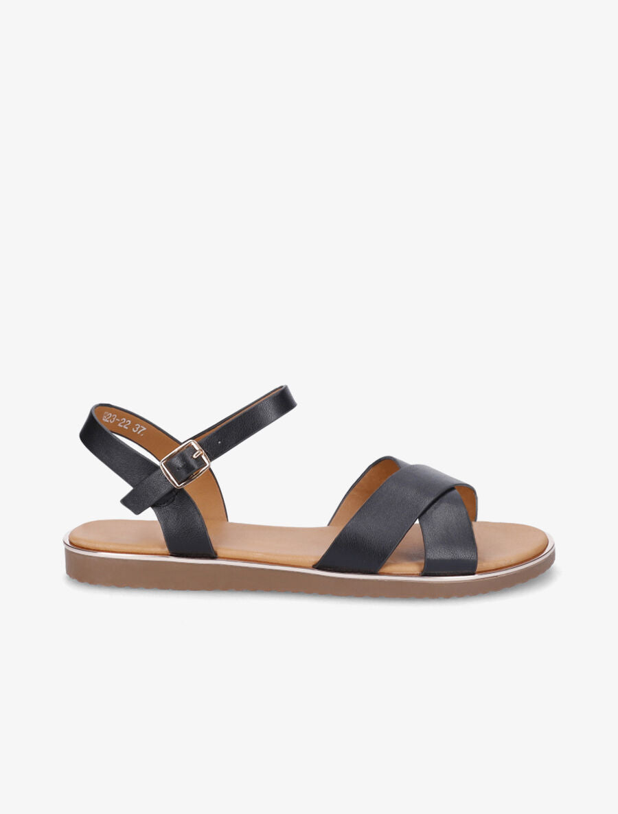 Nu-pieds basiques croisés - Noir - 1