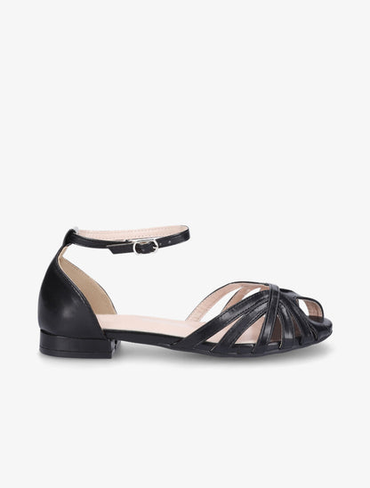 Nu-pieds multi-brides en simili - Noir - 1