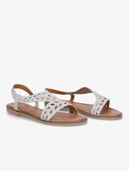 Nu-pieds à strass effet holographique - Gris clair - 4