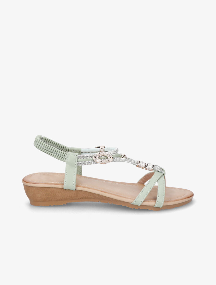 Nu-pieds bride bijou - Vert amande - 1
