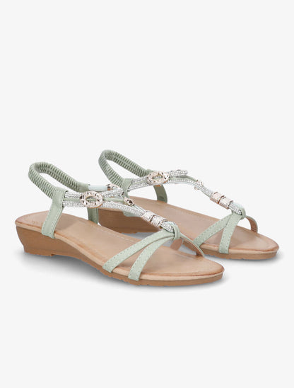 Nu-pieds bride bijou - Vert amande - 4