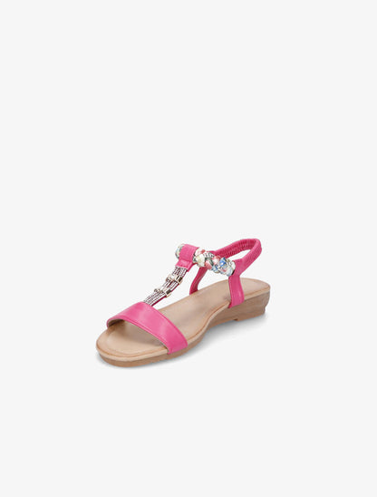 Nu-pieds tressés bride à strass - Fuchsia - 3