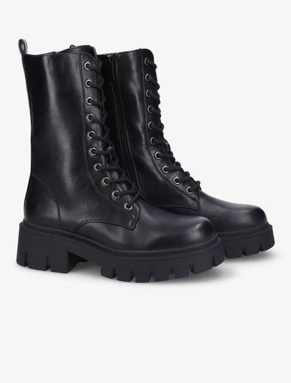 Bottines à lacets à talons et semelles crantés - Noir - 5