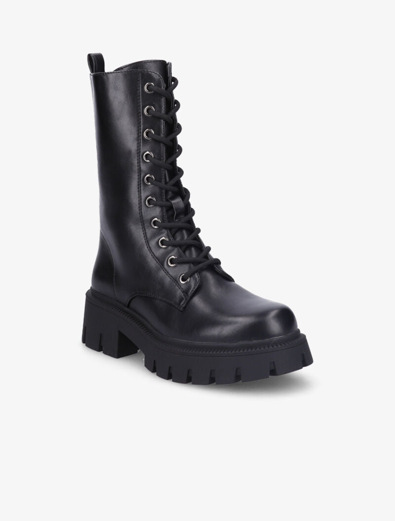 Bottines à lacets à talons et semelles crantés - Noir - 3