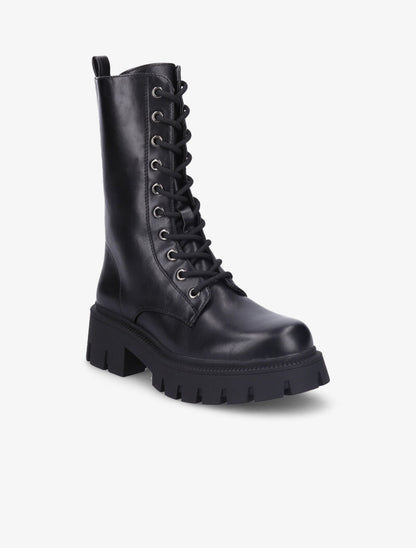 Bottines à lacets à talons et semelles crantés - Noir - 3