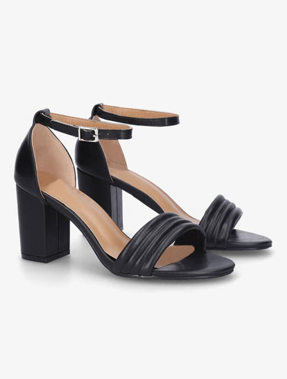 Sandales hautes à bride matelassée - Noir - 4
