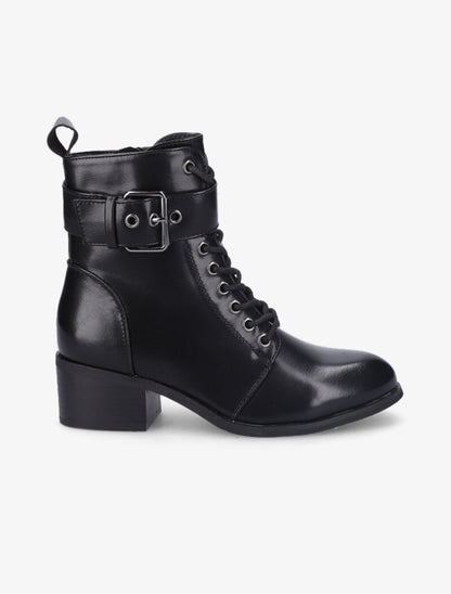 Bottines à sangle à boucle carrée - Noir - 1