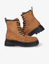 Bottines en suédine à lacets et plateforme - Camel - 1