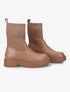 Bottines en simili et tissu côtelé élastiqué - Camel - 5