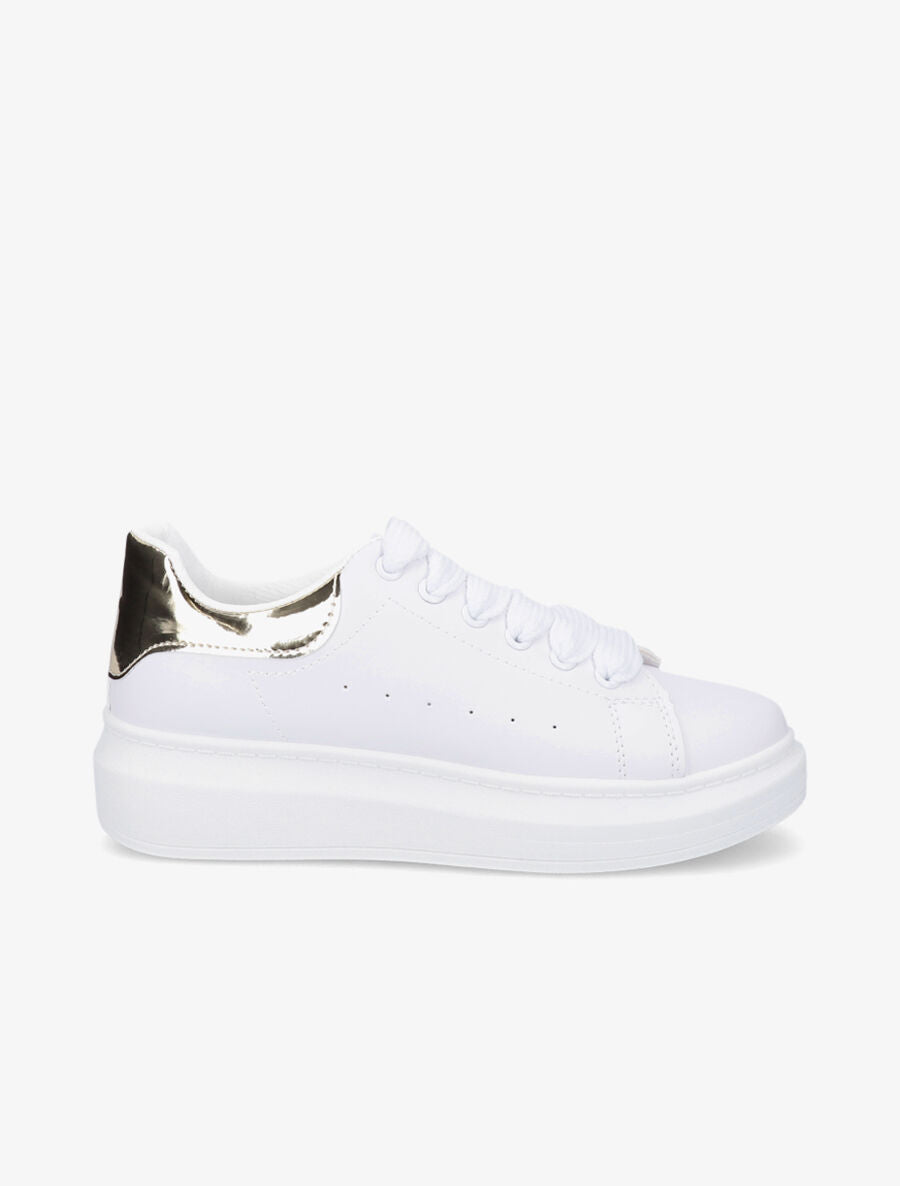 Sneakers à contrefort contrastant et lacets larges - Or - 1