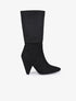 Bottes plissées en suédine à talons triangle - Noir - 1