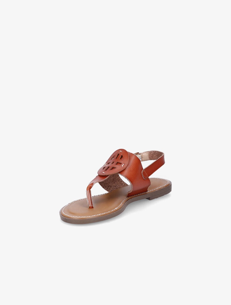 Nu pieds en simili à empiècement rond - Camel - 3