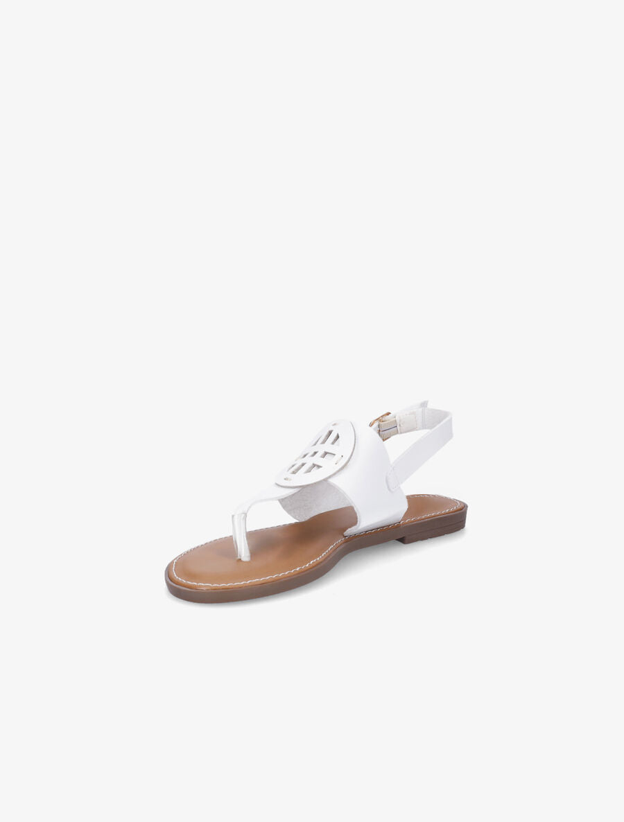 Nu pieds en simili à empiècement rond - Blanc - 3