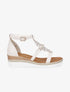 Sandales compensées mi-hautes à strass - Beige - 5